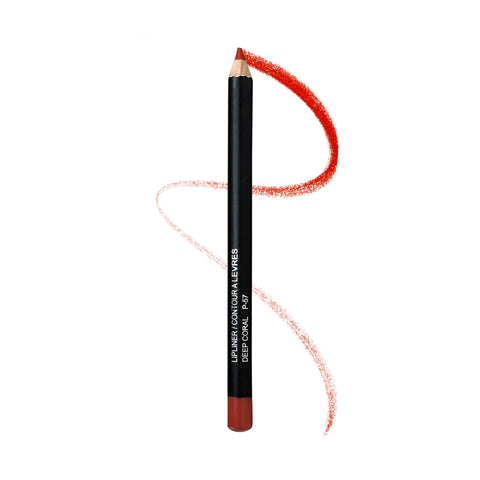 Lip liner pencil with red line on white background