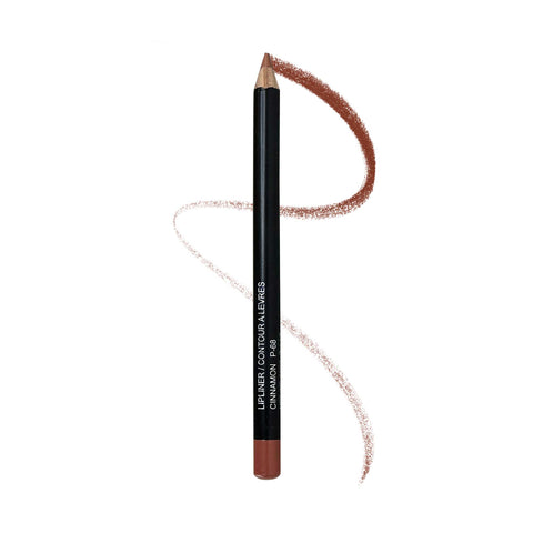 Lip liner pencil with brown color swatch on a white background
