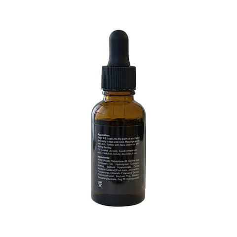 Brown glass dropper bottle with black cap on a white background