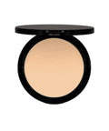 Compact powder in a black case on a white background