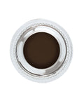 Jar of brown gel with silver lid on a white background