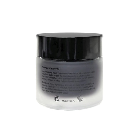 White jar with black lid on a white background