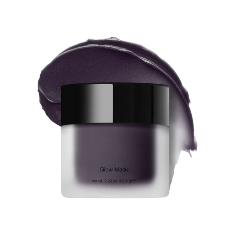 Glow Mask packaging with purple cream on a white background