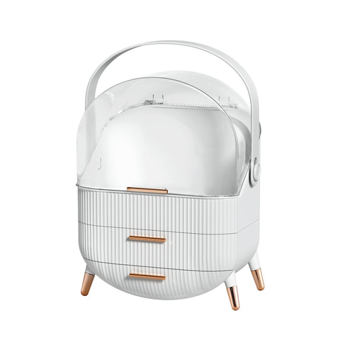 White baby bassinet with wooden accents on a white background