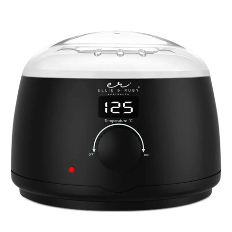 Black electronic device with digital display and temperature control on a white background