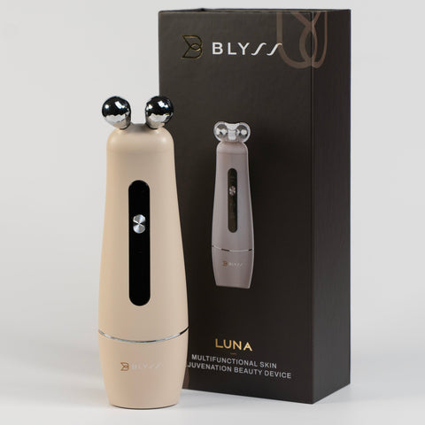 Blyss Luna multifunctional skin rejuvenation beauty device with packaging on a white background